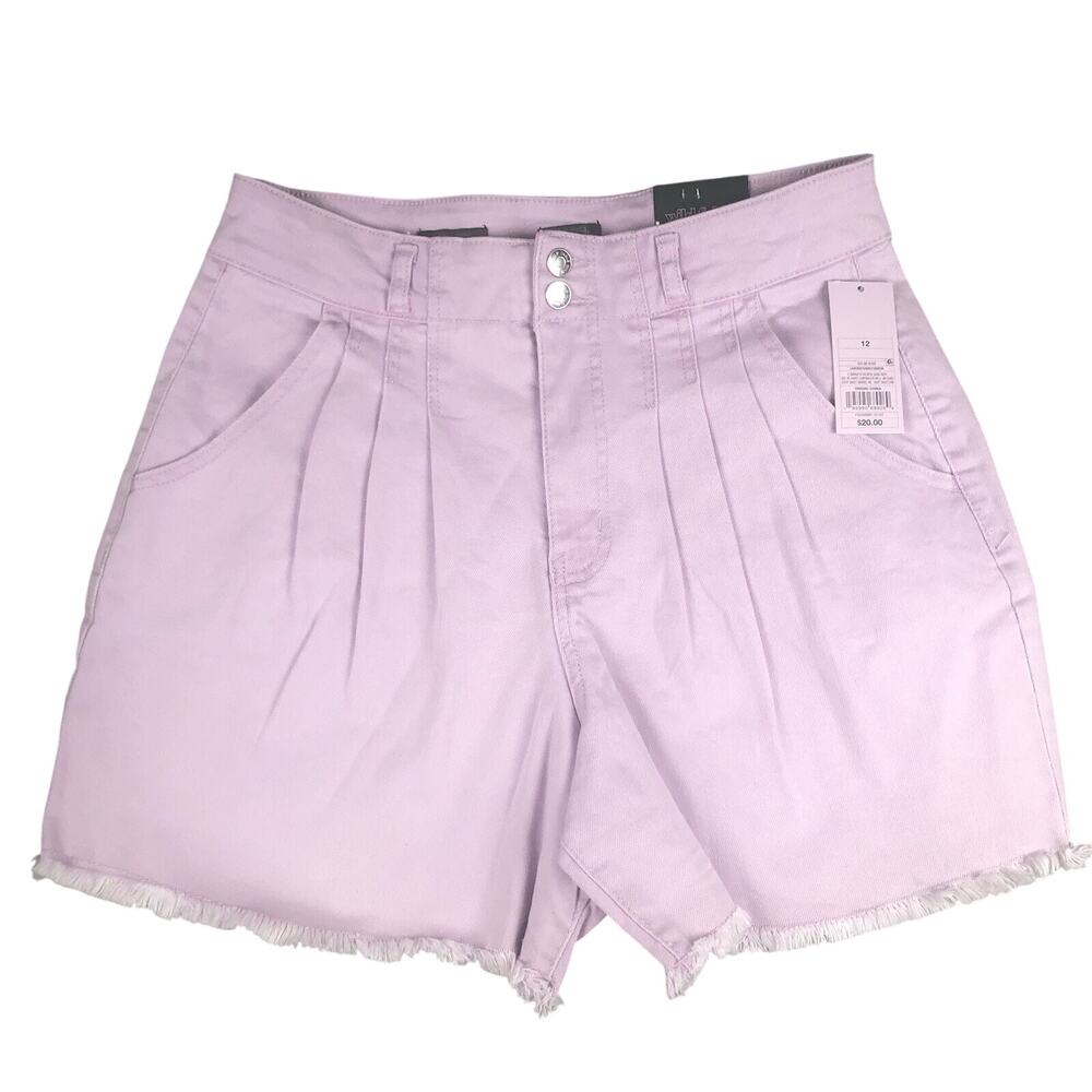Women's Highest Rise Pleated Front Wide Leg Bermuda Jean Shorts Wild Fable Sz 12